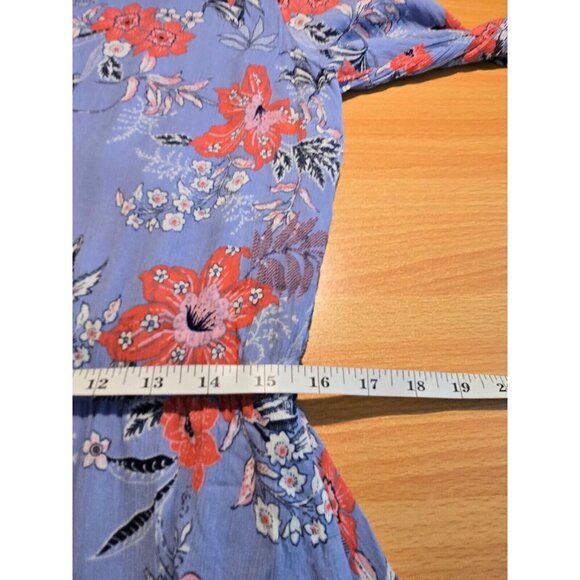 J Jill Dress Sz M Floral Resort Boho Tie Waist Layered Hem Floral Coastal Casual - Picture 5 of 14